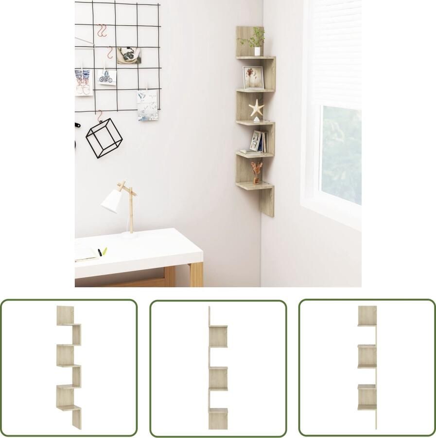 VidaXL Houten Kast Hoekwandkast Hoekwandschap 20x20x127 5 cm bewerkt hout sonoma eikenkleurig Salontafel Tv Stand Bergruimte