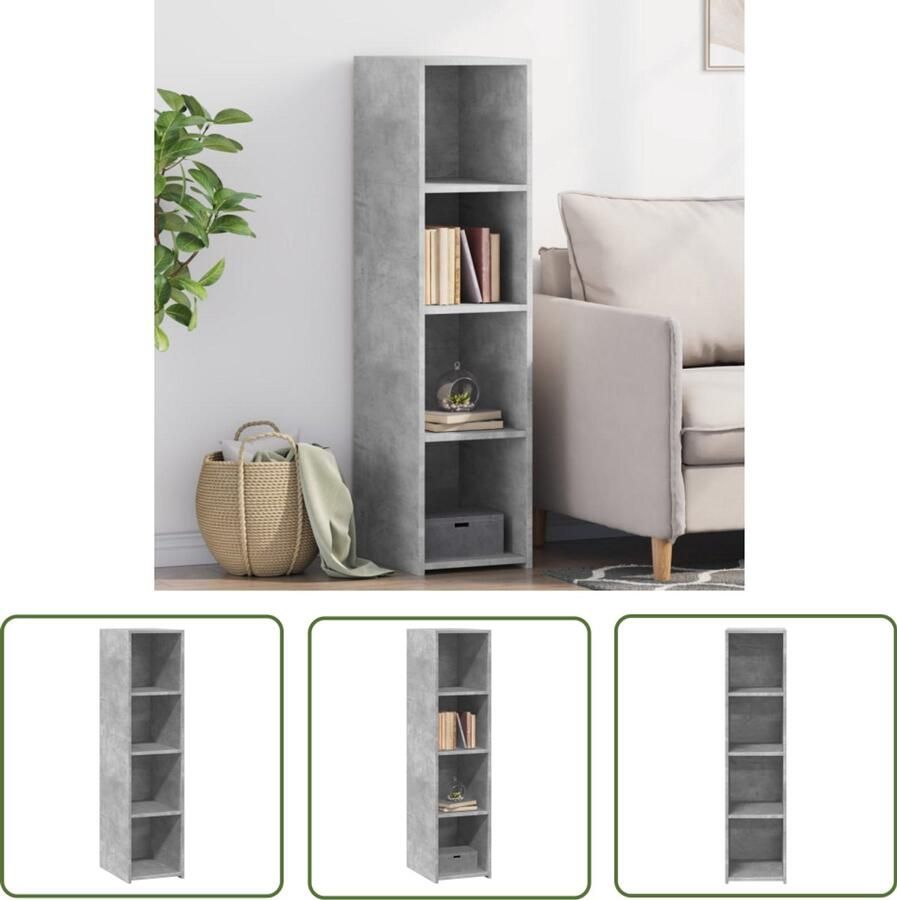 The Living Store Hoge kast 30x41x124 cm bewerkt hout betongrijs Hoge Kast Scandinavische Kast Houten Kast Opbergkast Betonnen Grijze Kast