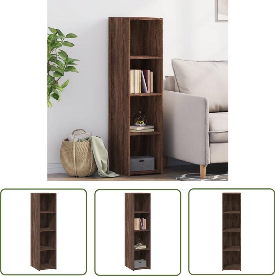The Living Store Hoge kast 30x41x124 cm bewerkt hout bruin eikenkleur Hoge Kast Scandinavische Kast Houten Kast Opbergkast Bruine Eiken Kleur
