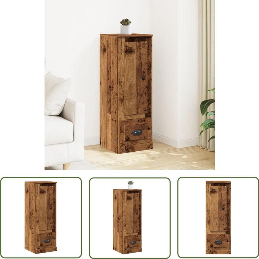 VidaXL Hoge kast 36x35 5x103 5 cm bewerkt hout oud houtkleurig Hoge Kast Houten Kast Vintage Kast Opslagkast Badkamerkast