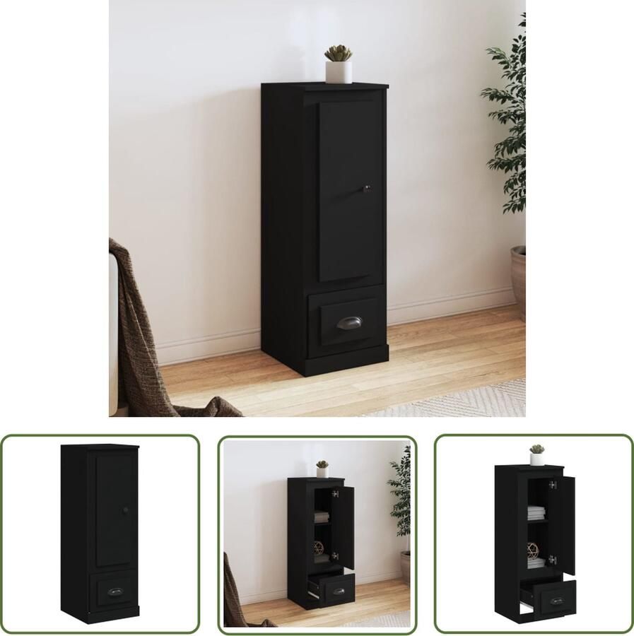 VidaXL Hoge kast 36x35 5x103 5 cm bewerkt hout zwart Hoge Kast Houten Kast Zwarte Kast Opslagoplossing Woonaccessoires