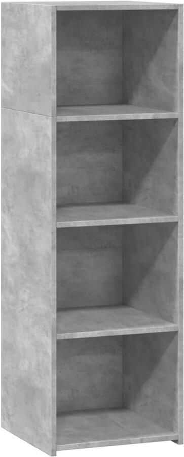 The Living Store Hoge kast 40x41x124 cm bewerkt hout betongrijs Hoge Kast Scandinavische Stijl Opbergkast Betongrijs Houten Kast