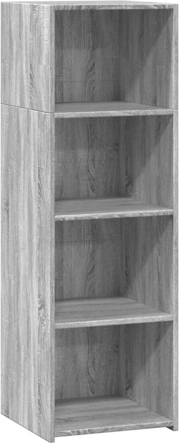 The Living Store Hoge kast 40x41x124 cm bewerkt hout grijs sonoma eikenkleurig Opbergkast Scandinavisch Design Grijze Kast Houten Kast Hoog Dressoir - Foto 2