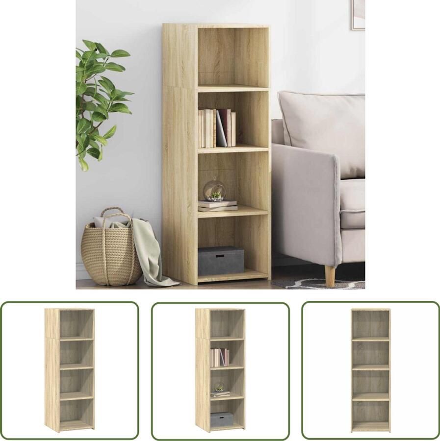 VidaXL Houten Kast Hoge Kast Hoge kast 40x41x124 cm bewerkt hout sonoma eikenkleurig Sonoma Eiken Opbergkast Living Room Furniture