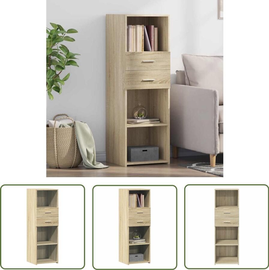 The Living Store Hoge kast 40x42 5x124 cm bewerkt hout sonoma eikenkleurig Hoge Kast Houten Kast Opslagoplossing Woonkamermeubilair Scandinavisch Design