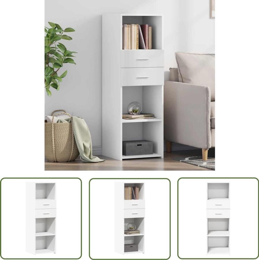 The Living Store Hoge kast 40x42 5x124 cm bewerkt hout wit Opbergkast Scandinavisch Design Houten Kast Wit Kast Moderne Kast