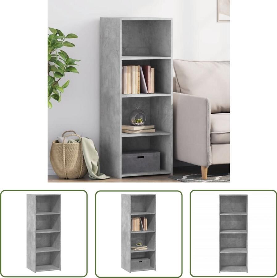 The Living Store Hoge kast 45x41x124 cm bewerkt hout betongrijs Scandinavisch Design Houten Kast Opbergkast Betonnen Grijze Kast Living Room Furniture