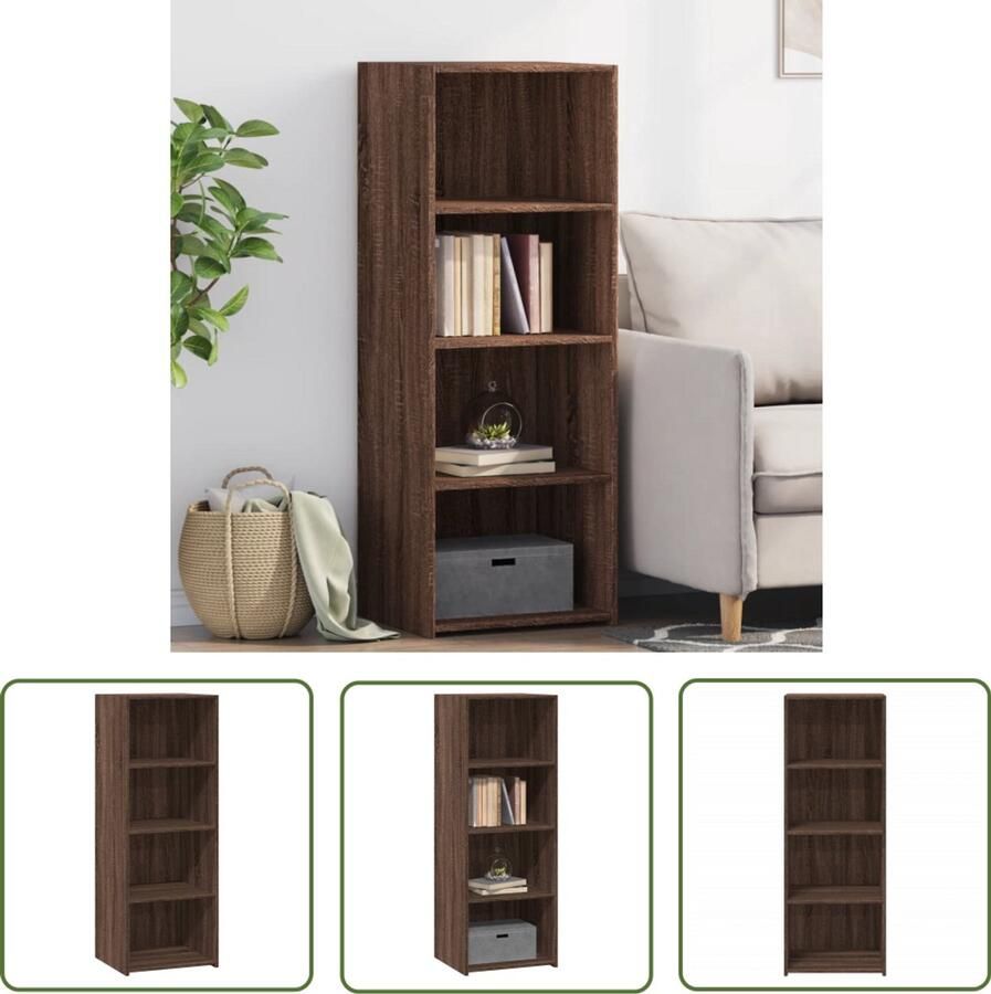 The Living Store Hoge kast 45x41x124 cm bewerkt hout bruin eikenkleurig Hoge Kast Opbergkast Scandinavisch Design Houten Kast Bruine Eiken Kleur