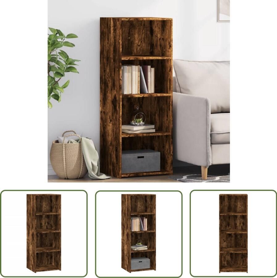 The Living Store Hoge kast 45x41x124 cm bewerkt hout gerookt eikenkleurig Opbergkast Houten Kast Met Laden Scandinavisch Design Vintage Kast