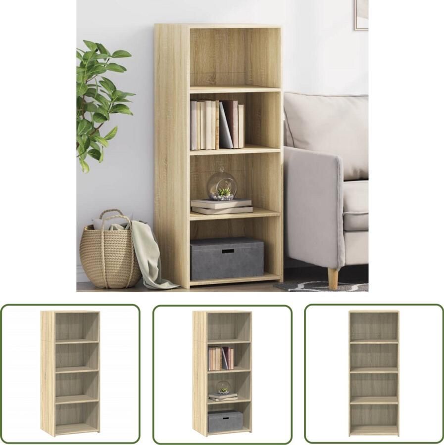 The Living Store Hoge kast 50x41x124 cm bewerkt hout sonoma eikenkleurig Opbergkast Scandinavisch Design Houten Kast Houtbewerking Sonoma Eiken