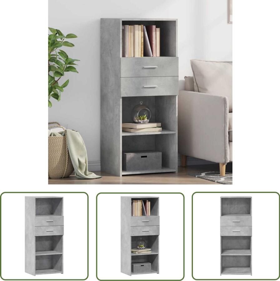 The Living Store Hoge kast 50x42 5x124 cm bewerkt hout betongrijs Opbergkast Houten Kast Betonnen Kast Scandinavisch Interieur Living Room Furniture