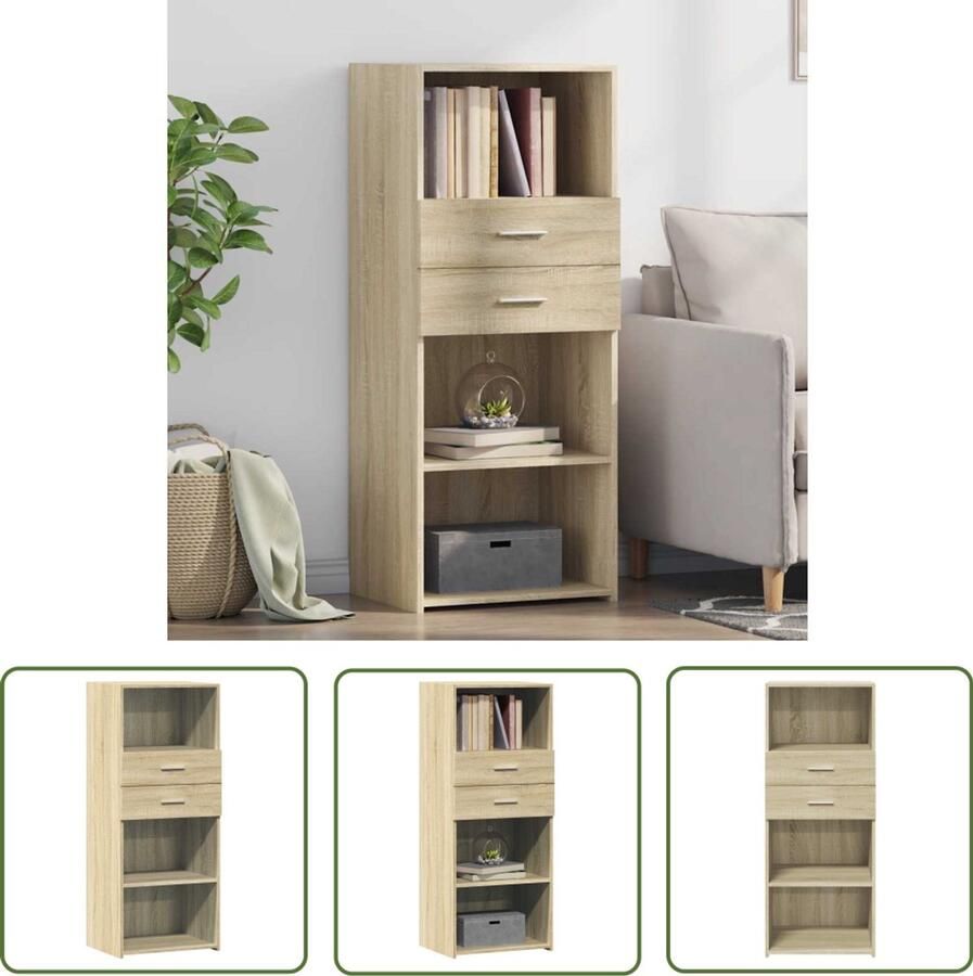 The Living Store Hoge kast 50x42 5x124 cm bewerkt hout sonoma eikenkleurig Scandinavisch Design Houten Kast Opbergkast Woonkamer Kast Keuken Kast