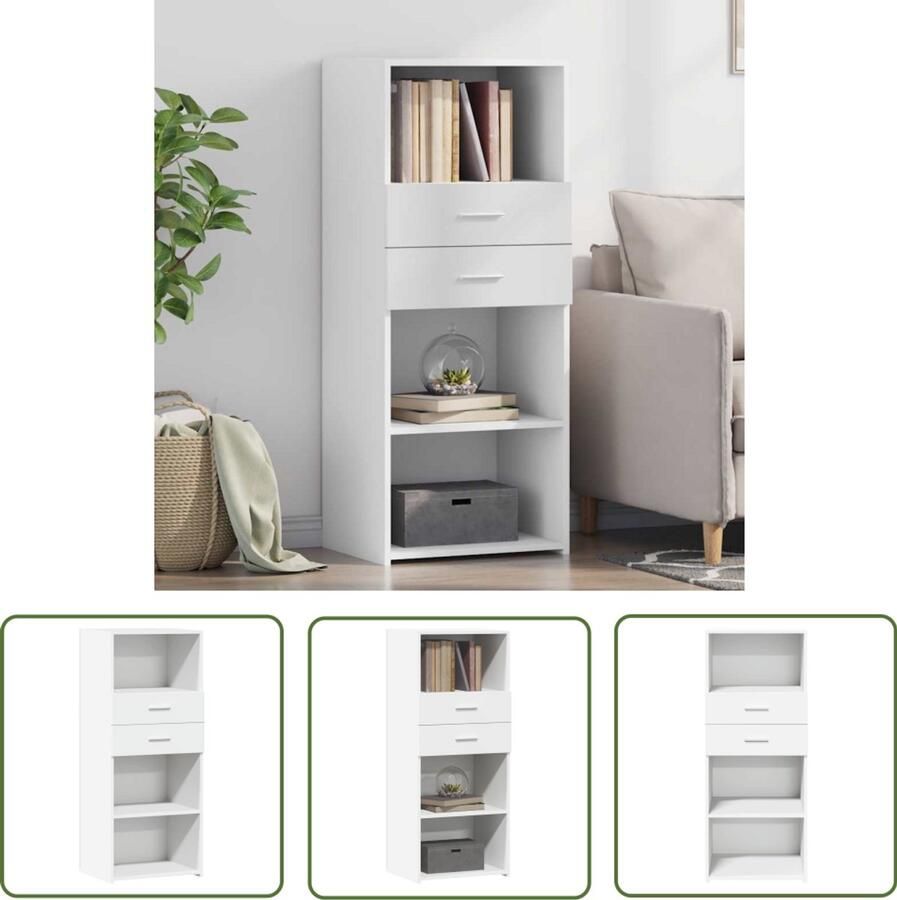 The Living Store Hoge kast 50x42 5x124 cm bewerkt hout wit Scandinavisch Design Houten Kast Opbergkast Witte Kast Moderne Kast