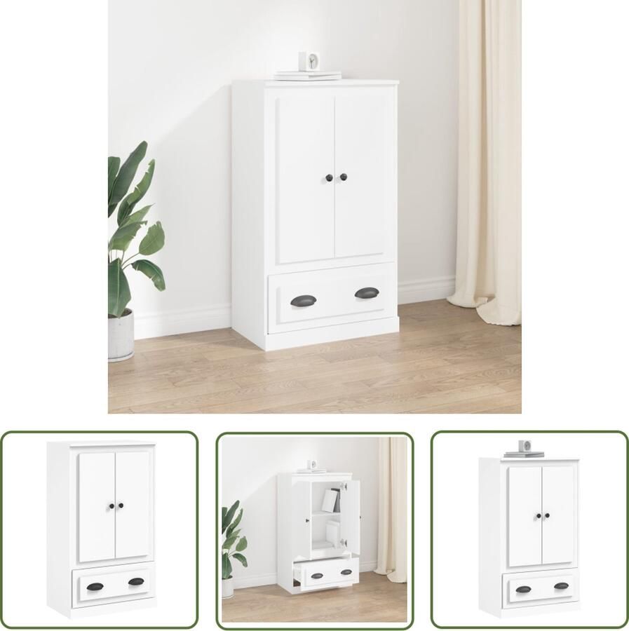 The Living Store Hoge kast 60x35 5x103 5 cm bewerkt hout wit Hoge Kast Buffetkast Houten Kast Wit Kast Scandinavisch Design