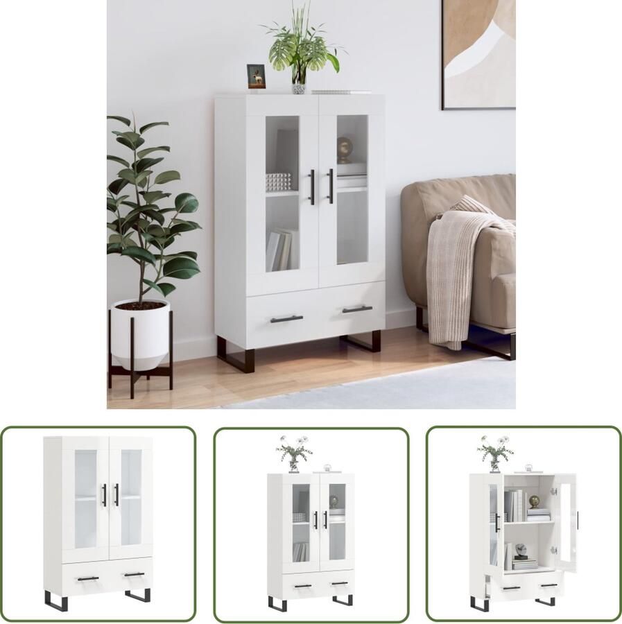 The Living Store Hoge kast 69 5x31x115 cm bewerkt hout sonoma eikenkleurig Hoge Kast Dressoir Buffetkast Opslagruimte Houten Kast - Foto 3