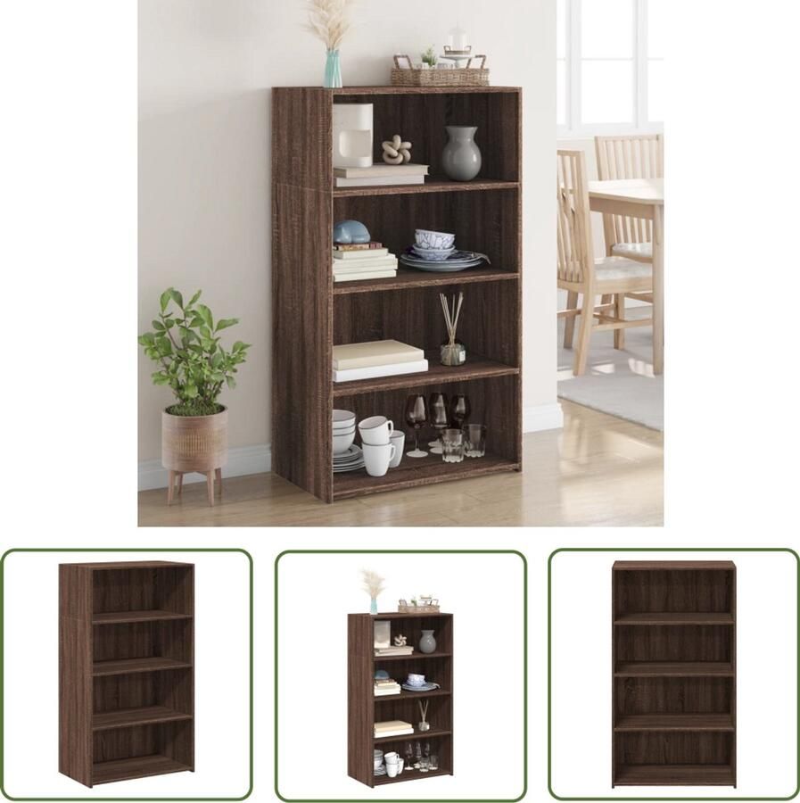 The Living Store Hoge kast 70x41x124 cm bewerkt hout bruin eikenkleur Hoge Kast Opbergkast Houten Kast Bruine Eiken Kast Scandinavisch Interieur