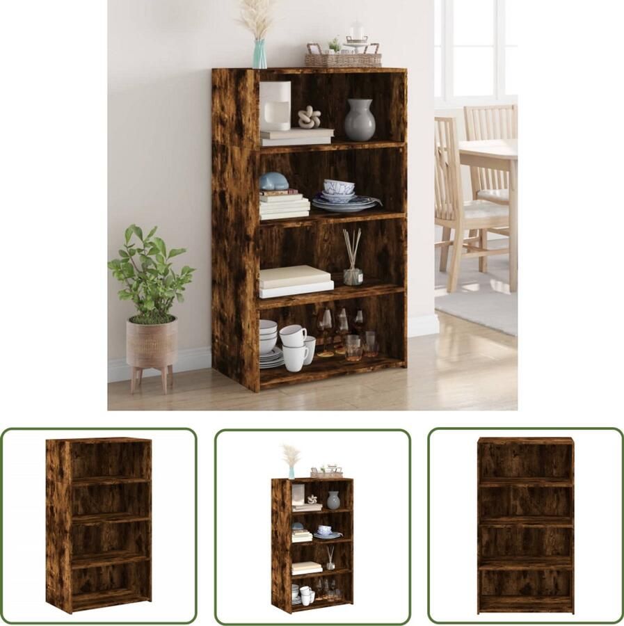 The Living Store Hoge kast 70x41x124 cm bewerkt hout gerookt eikenkleurig Opslagkast Houten Kast Scandinavische Kast Vintage Kast Badkamerkast