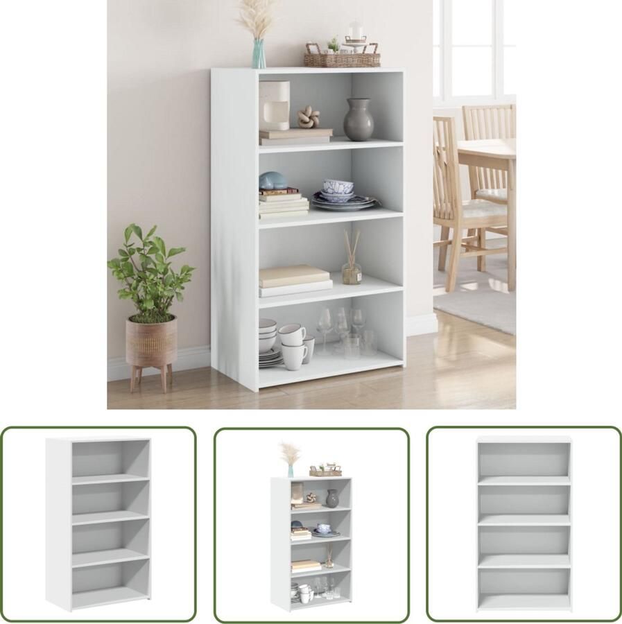 The Living Store Hoge kast 70x41x124 cm bewerkt hout wit Opbergkast Scandinavisch Design Witte Kast Houtsoort Woonaccessoires