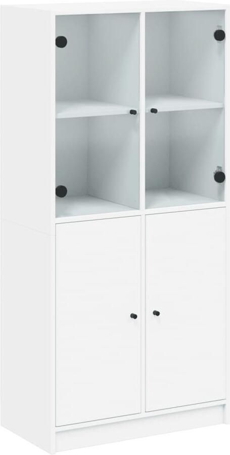 The Living Store Hoge kast met deuren 68x37x142 cm bewerkt hout wit Hoge Kast Houten Kast Opbergkast Bibliotheekkast Woonkamer Meubels - Foto 3