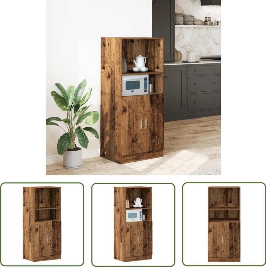 The Living Store Keukenkast 57x41 5x131 5 cm bewerkt hout oud houtkleurig Keuken Kast Houten Kast Opslagoplossing Keuken Organisatie Onderkasten