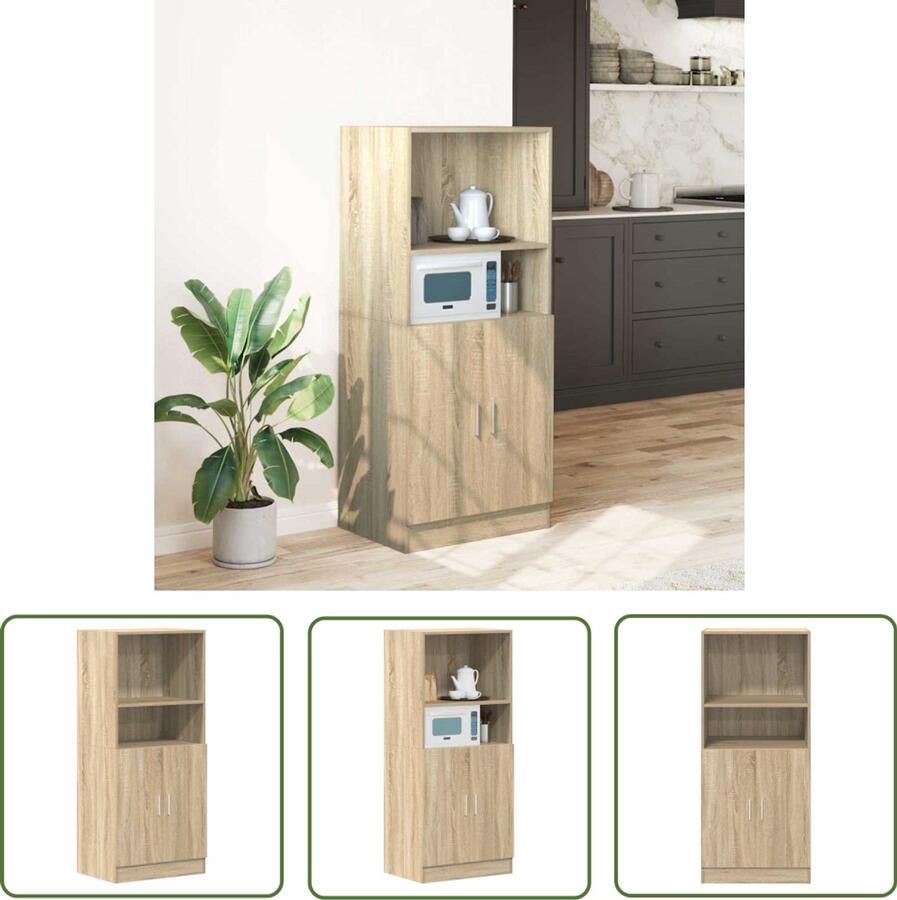The Living Store Keukenkast 57x41 5x131 5 cm bewerkt hout sonoma eikenkleurig Keuken Kast Houten Kast Opslagoplossing Keuken Sonoma Eiken Keukenkasten Online Kopen