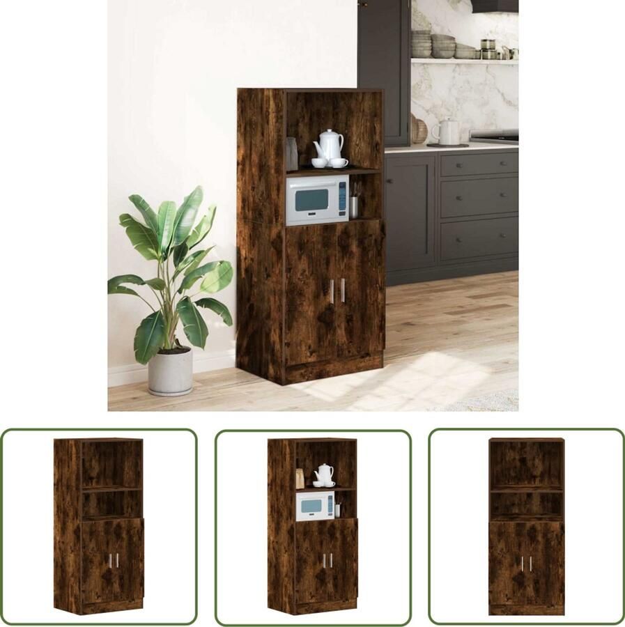 VidaXL Keukenkast 57x41 5x131 5 cm bewerkt hout gerookt eikenkleurig Keukenkast Houten Kast Opslagoplossing Keuken Organisatie Roestvrijstalen Kast