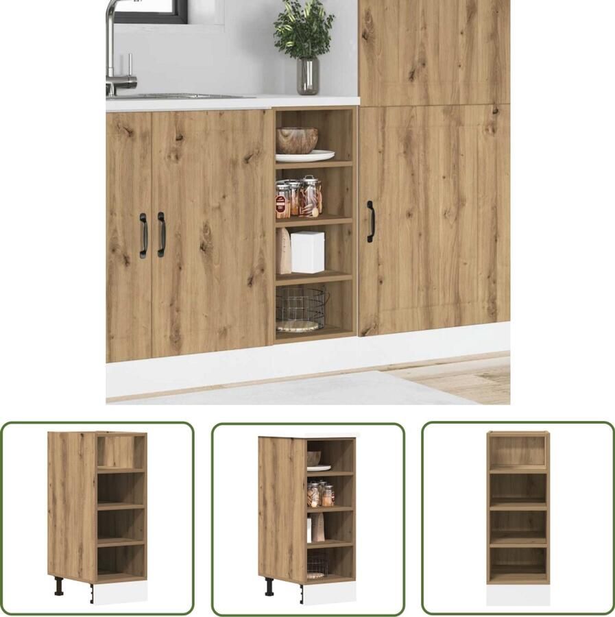 VidaXL Houten Kast Keukenonderkast Onderkast Riga 30x44 5x81 5 cm bewerkt hout artisanaal eikenkleur Opslagoplossing Eiken Kleur Keukeninrichting