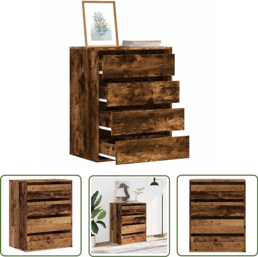 VidaXL Houten Kast Ladekast 60x41x76 cm bewerkt hout oud houtkleurig Bruine Kast Vintage Kast Opslagkast