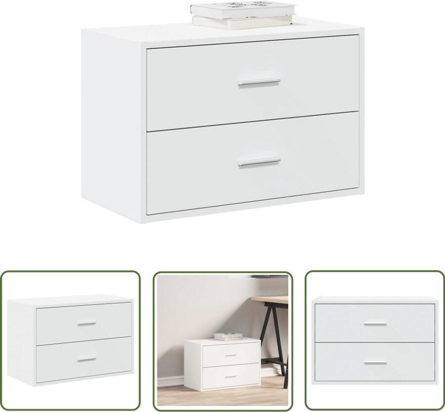 VidaXL Houten Kast Opbergkast Kast met 2 lades 60x31x40 cm bewerkt hout wit Witte Kast Met Lades Stapelbare Kast