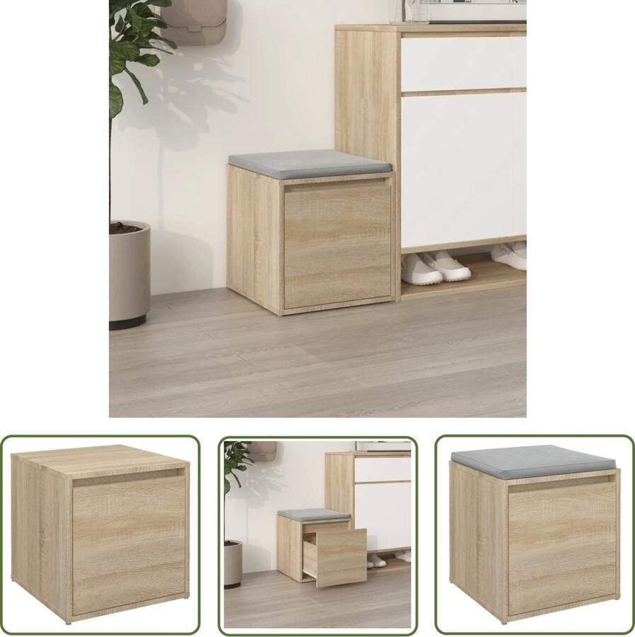 VidaXL Houten Kast Opslagkast Opbergbox met lade 40 5x40x40 cm bewerkt hout sonoma eikenkleur Bruine Kast Salontafel Tv Tafel