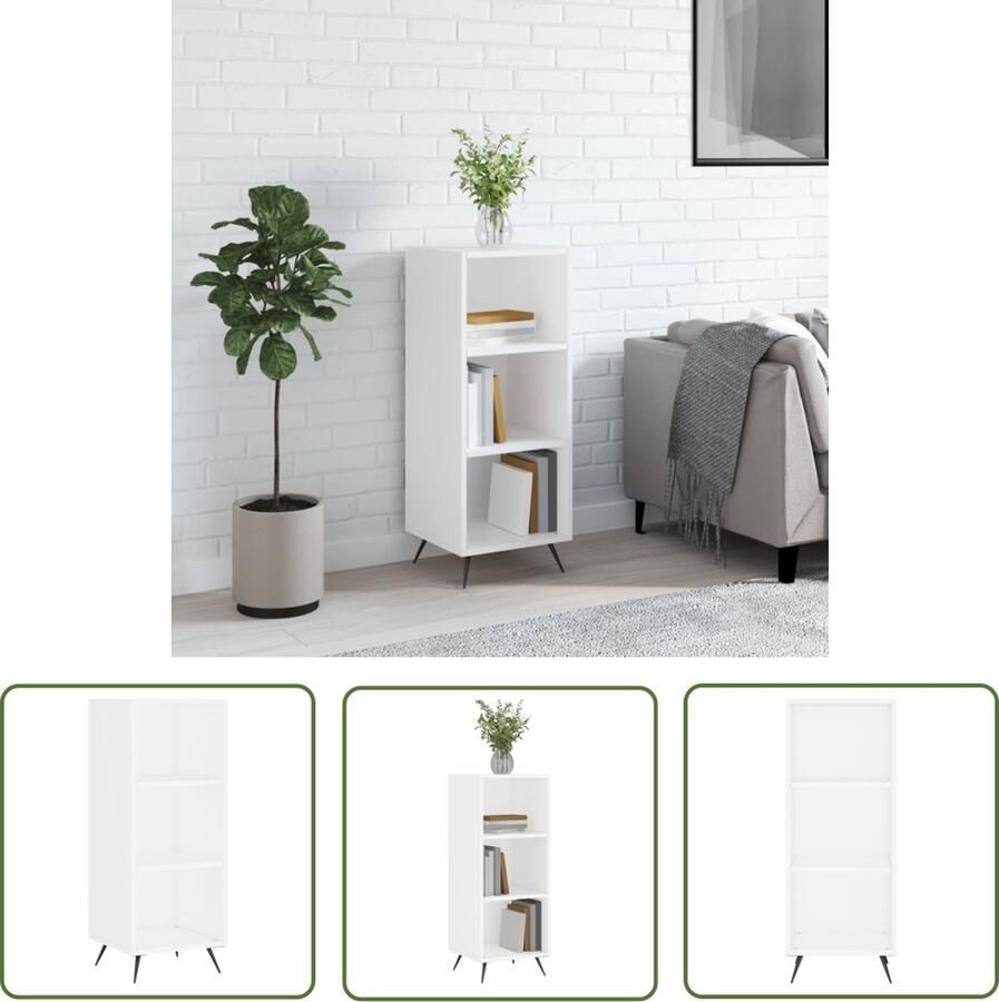 The Living Store Schappenkast 34 5x32 5x90 cm bewerkt hout wit Schappenkast Houten Kast Witte Kast Opbergkast Woonaccessoires