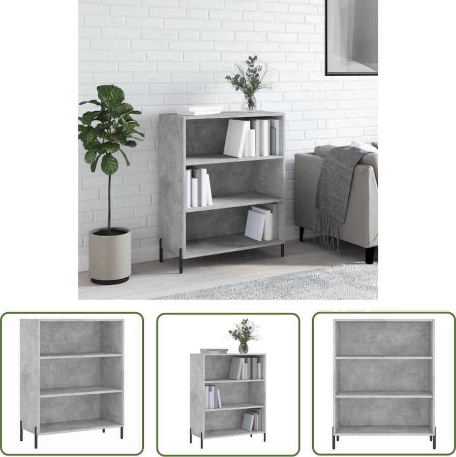 The Living Store Schappenkast 69 5x32 5x90 cm bewerkt hout betongrijs Schappenkast Houten Kast Beton Grijze Kast Opbergkast Woonkamerdecoratie