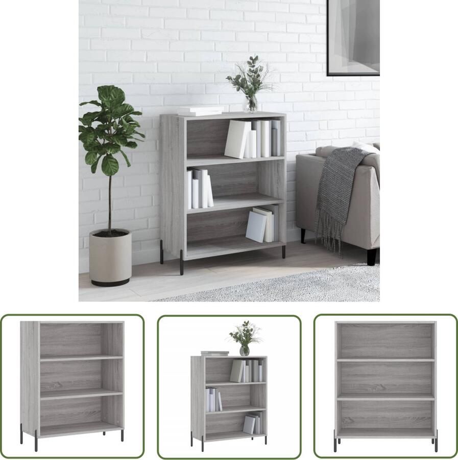 The Living Store Schappenkast 69 5x32 5x90 cm bewerkt hout grijs sonoma eiken Schappenkast Houten Kast Grijze Kast Modern Design Woonkamerdecoratie - Foto 2