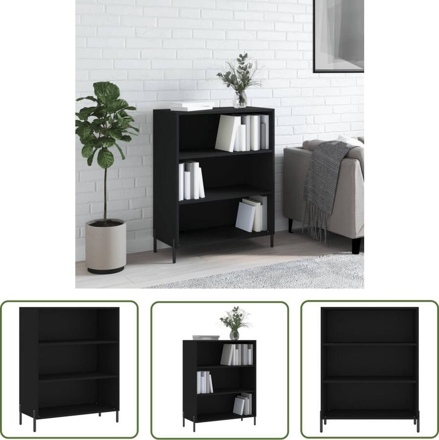 The Living Store Schappenkast 69 5x32 5x90 cm bewerkt hout zwart Schappenkast Zwarte Schappenkast Houten Schappenkast Modern Design Woonkamerdecoratie