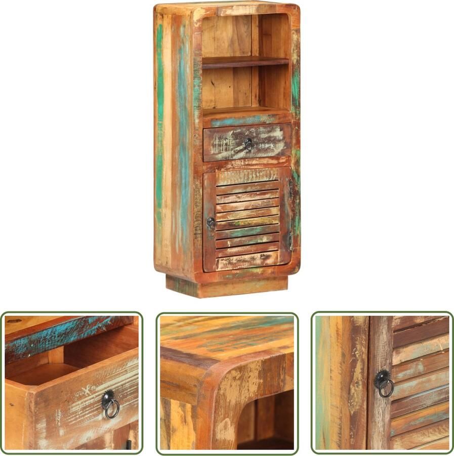 The Living Store Houten Kast Vintage 45 x 32 x 110 cm Massief gerecycled hout Vintage Kast Houten Kast Opslagkast Retro Meubels Landelijke Kast - Foto 2