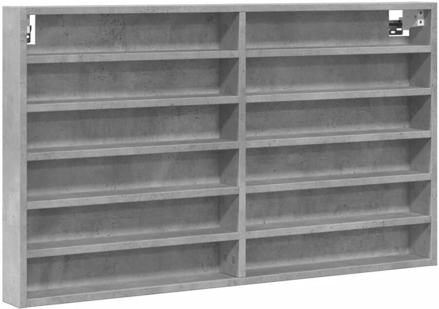 VidaXL Vitrinekast 100x8 5x58 cm bewerkt hout betongrijs Vitrinekast Vitrinekasten Vitrine Display Kast