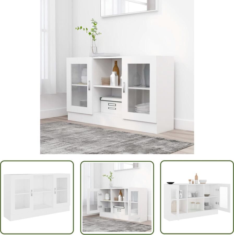 VidaXL Vitrinekast 120x30 5x70 cm bewerkt hout wit Vitrinekast Houten Kast Displaykast Opslagoplossing Moderne Kast