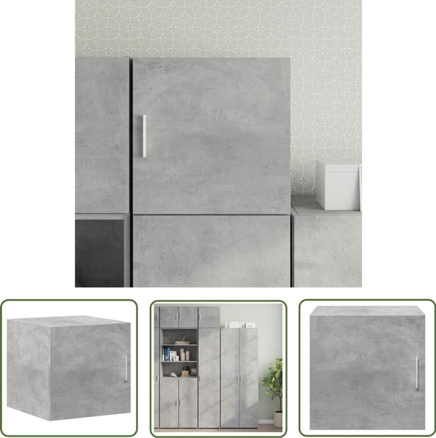 The Living Store Wandkast 40x42 5x40 cm bewerkt hout betongrijs Hangkast Wandkast Bergruimte Houten Kast Betonnen Grijze Kast