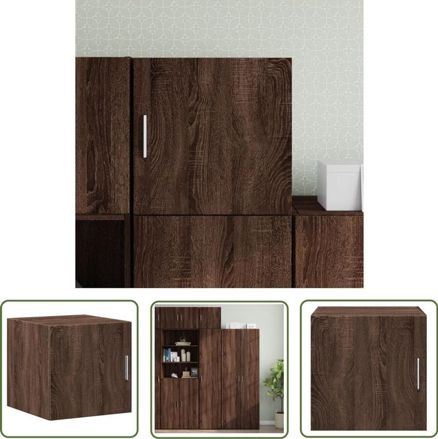 The Living Store Wandkast 40x42 5x40 cm bewerkt hout bruin eikenkleurig Hangkast Wandkast Opbergkast Houten Kast Bruine Eiken Kleur