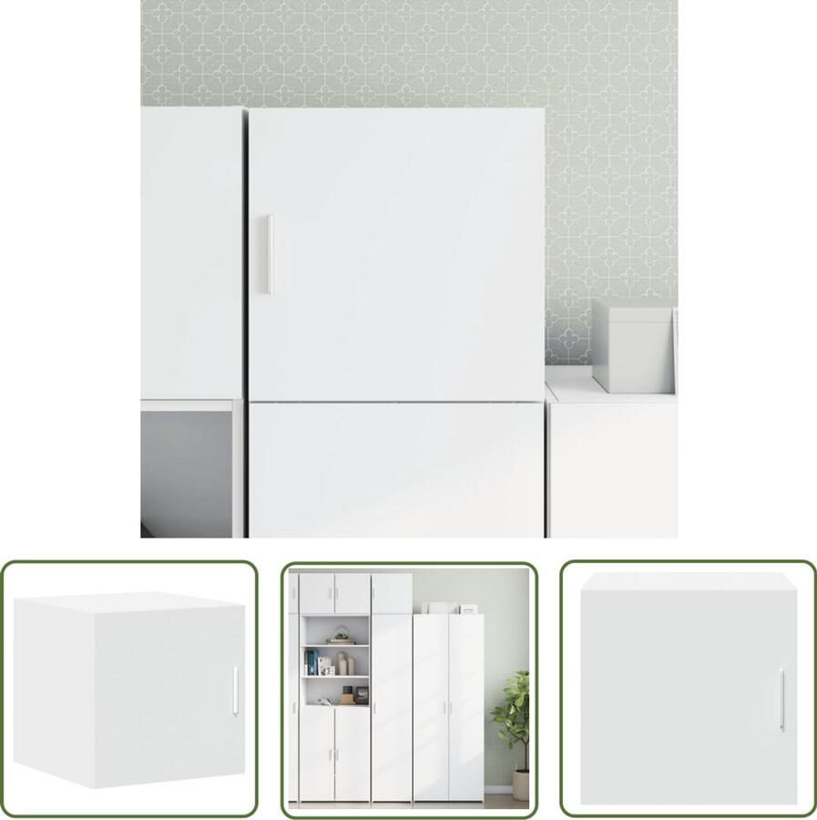 The Living Store Wandkast 40x42 5x40 cm bewerkt hout wit Hangkast Wandkast Houten Kast Opbergkast Wit Meubilair