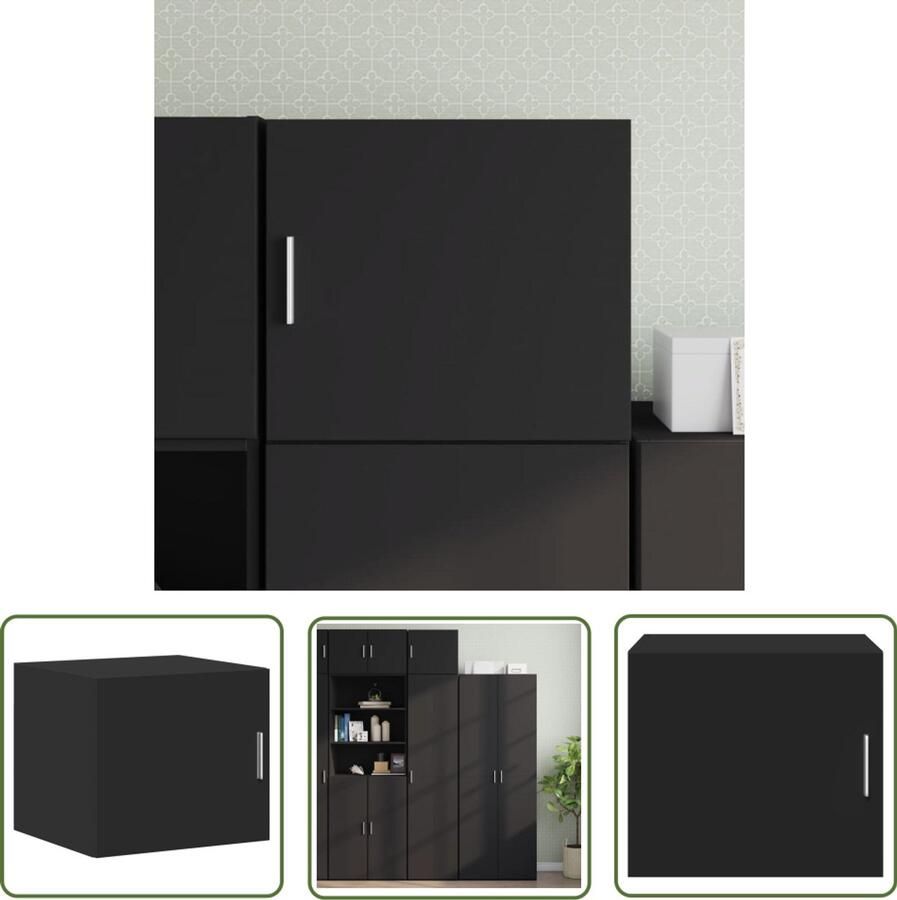 The Living Store Wandkast 45x42 5x40 cm bewerkt hout zwart Hangkast Wandkast Houten Kast Zwarte Kast Opbergkast