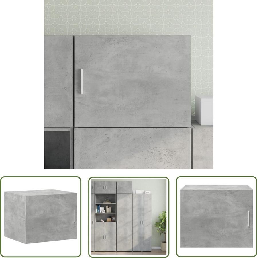The Living Store Wandkast 50x42 5x40 cm bewerkt hout betongrijs Hangkast Wandkast Houten Kast Betonnen Kast Opbergkast