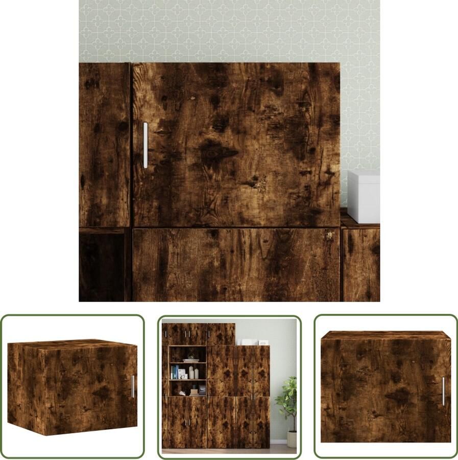 The Living Store Wandkast 50x42 5x40 cm bewerkt hout gerookt eikenkleurig Hangkast Wandkast Bergruimte Houten Kast Keukenopstelling