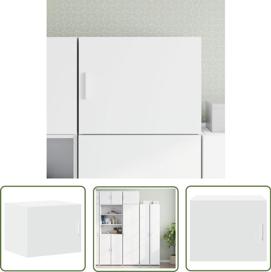 The Living Store Wandkast 50x42 5x40 cm bewerkt hout wit Zwevende Kast Wandkast Houten Kast Opbergkast Salontafel