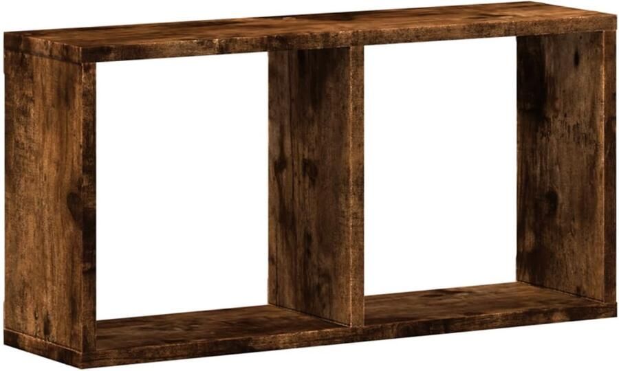 The Living Store Wandkast 60x16x30 cm bewerkt hout gerookt eikenkleurig Wandkast Houten Kast Opbergkast Zwevende Kast Badkamermeubel
