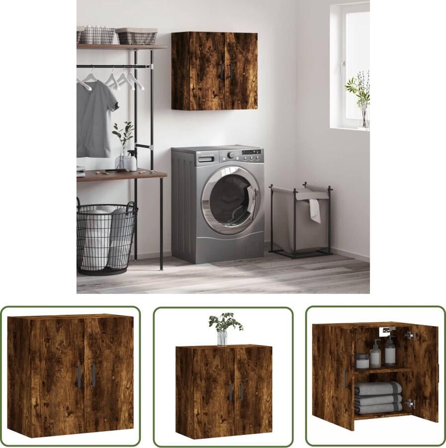 The Living Store Wandkast Gerookt Eiken Zwevend 60 x 31 x 60 cm Duurzaam hout Opbergruimte Wandgemonteerd Displayfunctie Montage vereist Wandkast Opbergkast Houten Kast Zwevende Kast Displaykast - Foto 4