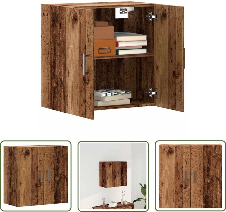 The Living Store Wandkast 60x31x60 cm bewerkt hout oud houtkleurig Wandkast Houten Kast Opslagoplossing Badkamerkast Keukenkast