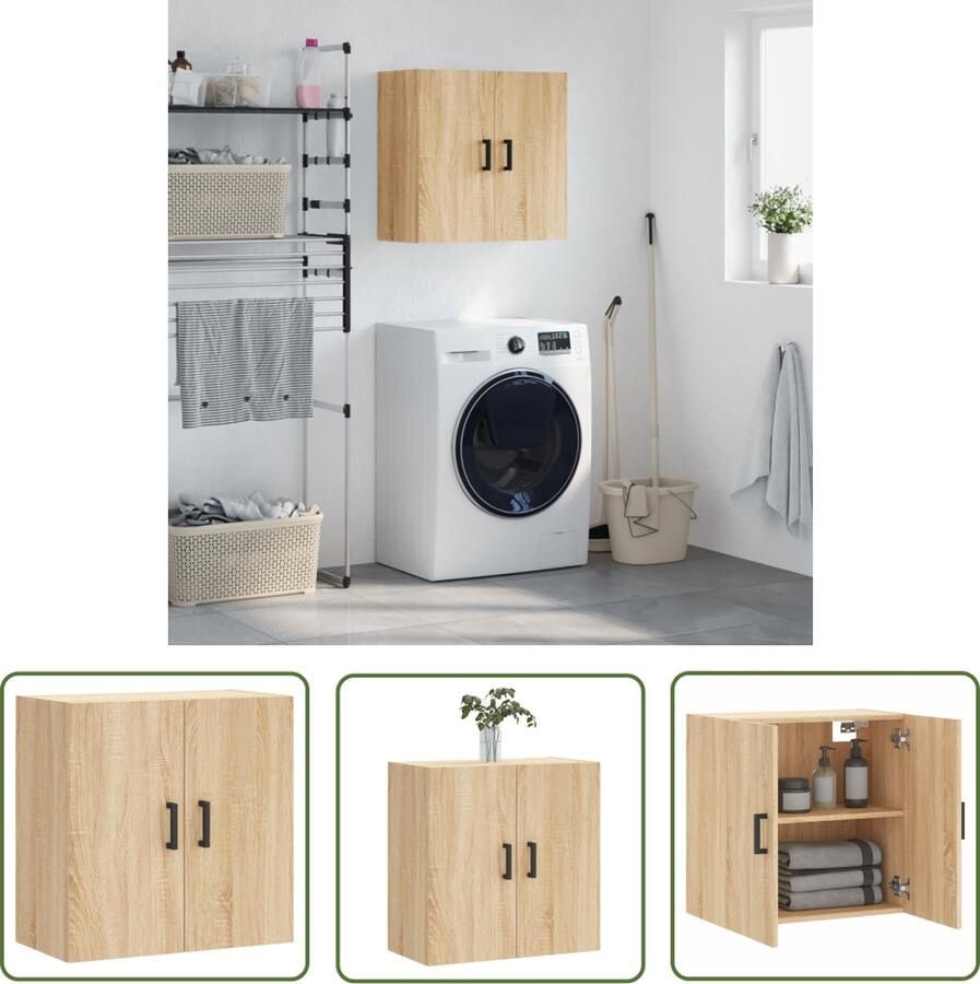 VidaXL The Living Store Wandkast Sonoma Eiken 60 x 31 x 60 cm Zwevend Displayfunctie - Foto 3