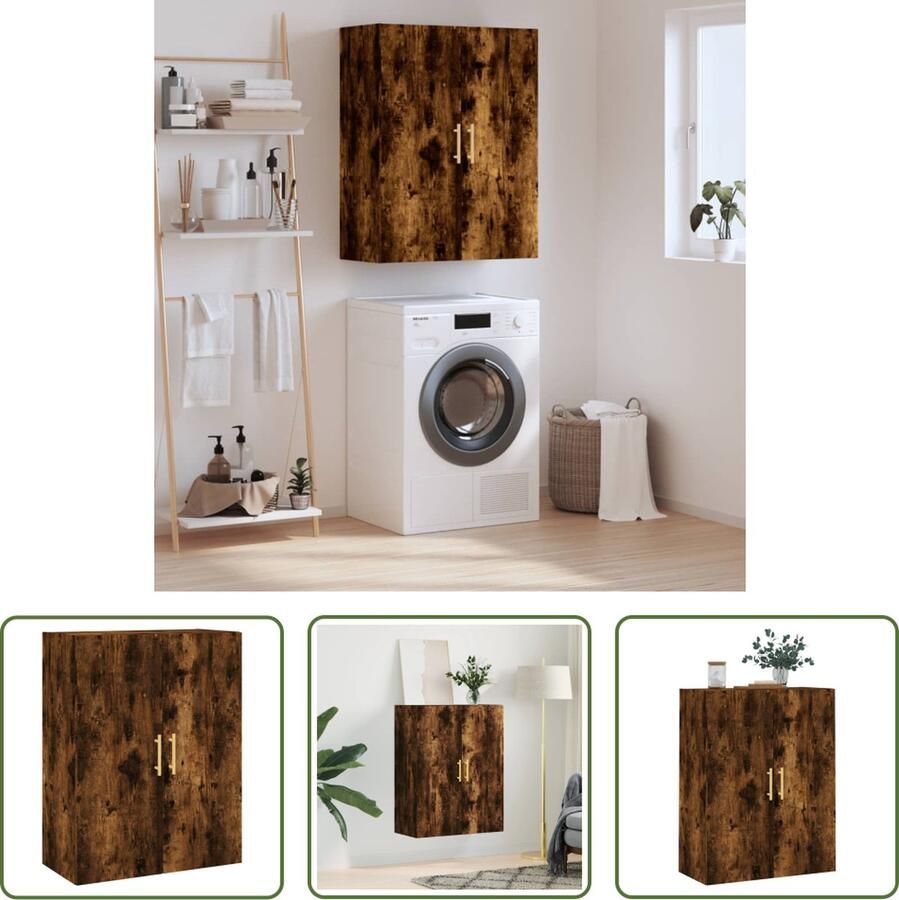 VidaXL Houten Kast Wandkast 69 5x34x90 cm gerookt eikenkleurig Bruine Kast Opbergkast Kleine Kast
