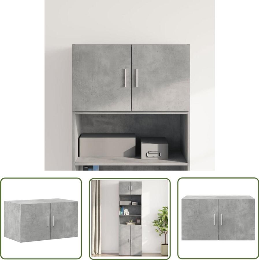 The Living Store Wandkast 70x42 5x40 cm bewerkt hout betongrijs Hangkast Wandkast Opbergkast Houten Kast Betonnen Grijze Kast